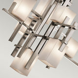Modern Urban Elegance: Nickel Art Deco 7-Light Cluster Chandelier