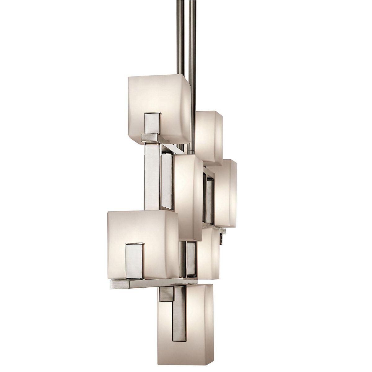 Contemporary Nickel Art Deco 7-Light Linear Chandelier