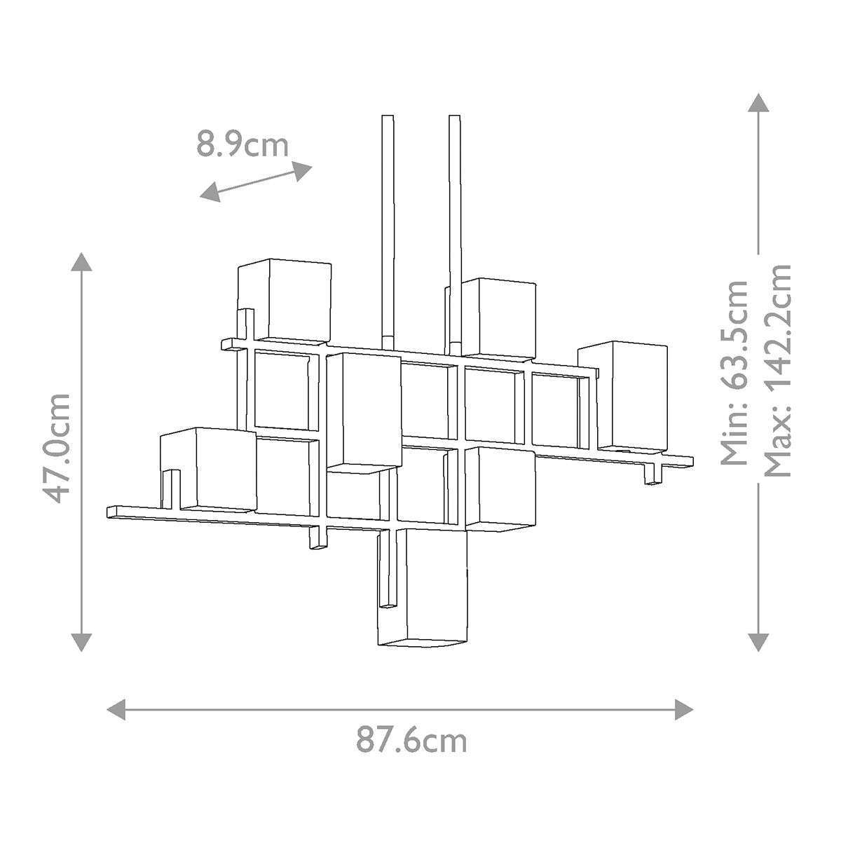 Contemporary Nickel Art Deco 7-Light Linear Chandelier