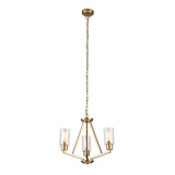 Deryn 3-Light Modern Brass Chandelier with Seeded Glass
