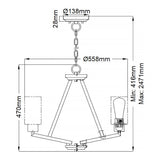 Deryn 3-Light Modern Brass Chandelier with Seeded Glass
