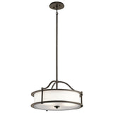 Emory 3-Light Pendant/Semi Flush in Classic Pewter with Off-White Drum Shade