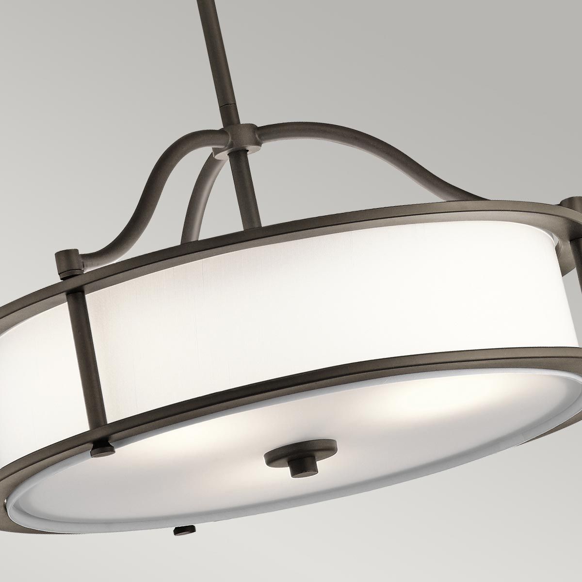 Emory 3-Light Pendant/Semi Flush in Classic Pewter with Off-White Drum Shade