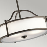 Emory 3-Light Pendant/Semi Flush in Classic Pewter with Off-White Drum Shade
