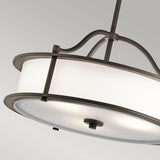 Emory 3-Light Pendant/Semi Flush in Classic Pewter with Off-White Drum Shade