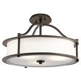 Emory 3-Light Pendant/Semi Flush in Classic Pewter with Off-White Drum Shade