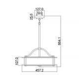 Emory 3-Light Pendant/Semi Flush in Classic Pewter with Off-White Drum Shade