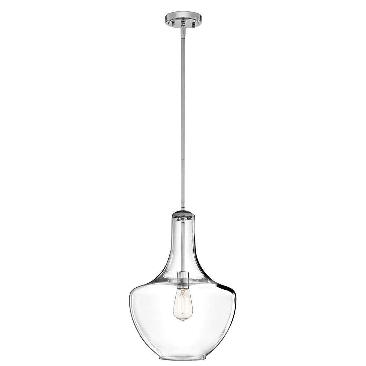 Everly Medium Chrome Pendant Light with Clear Glass Shade