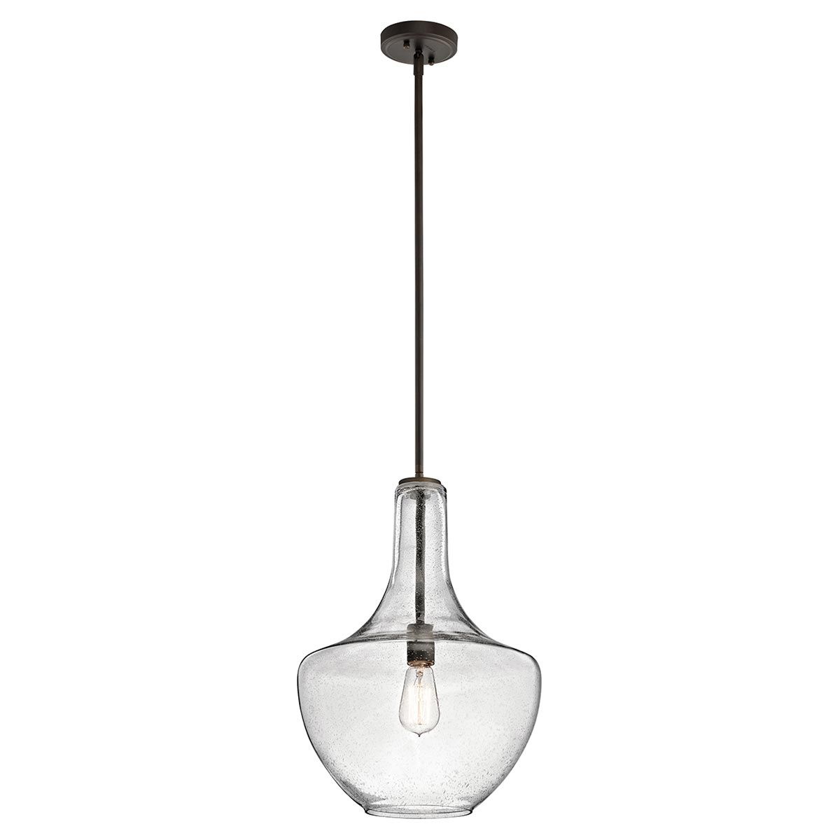 Everly 1-Light Small Pendant in Olde Bronze with Seeded Glass