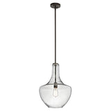 Everly 1-Light Small Pendant in Olde Bronze with Seeded Glass