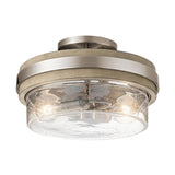 Distressed Antique Grey 2-Light Semi-Flush Ceiling Fixture
