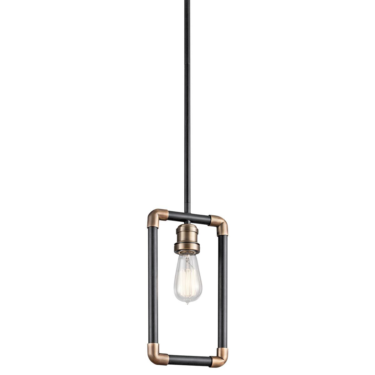 Imahn Industrial Black and Brass Pipe Ceiling Pendant Light