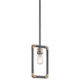 Imahn Industrial Black and Brass Pipe Ceiling Pendant Light