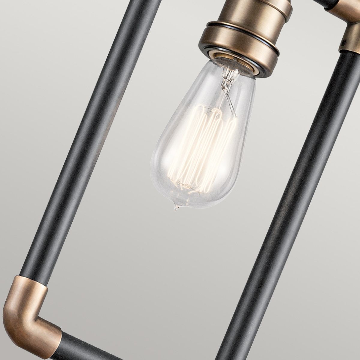 Imahn Industrial Black and Brass Pipe Ceiling Pendant Light