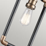 Imahn Industrial Black and Brass Pipe Ceiling Pendant Light