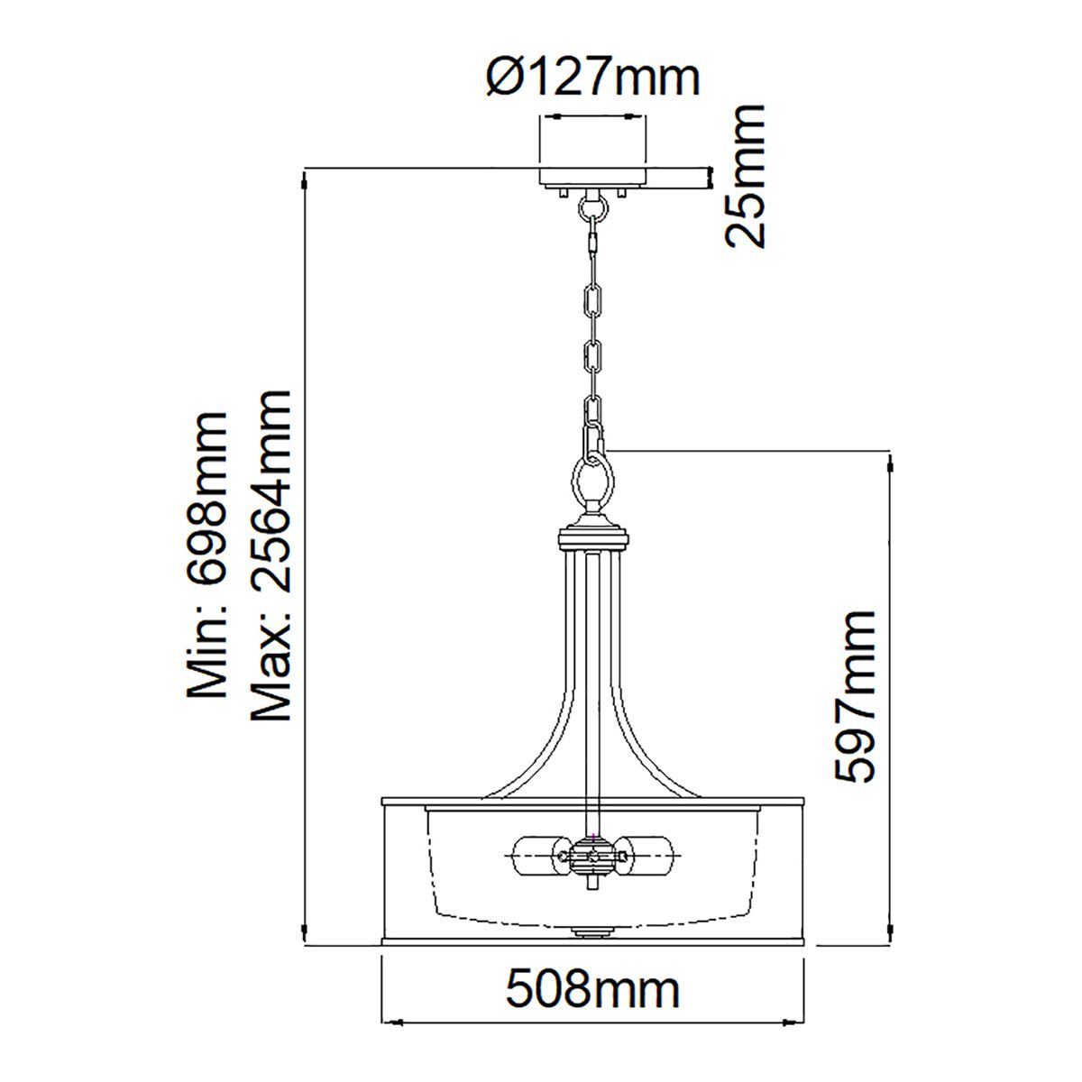 American Vintage Lacey Kitchen Island Pendant with Drum Shade Lighting