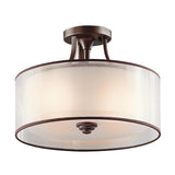 Lacey Mission Bronze Drum Shade Semi-Flush Ceiling Light