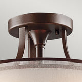 Lacey Mission Bronze Drum Shade Semi-Flush Ceiling Light
