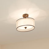 Lacey Mission Bronze Drum Shade Semi-Flush Ceiling Light