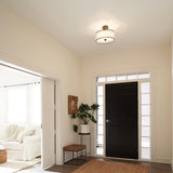 Lacey Mission Bronze Drum Shade Semi-Flush Ceiling Light