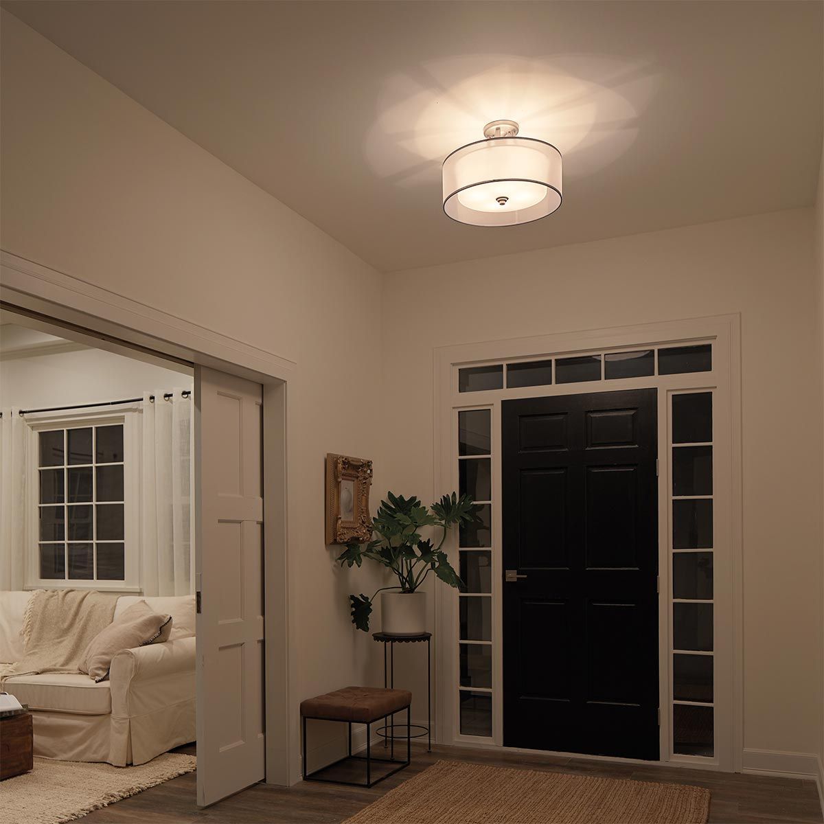 Lacey 4-Light Antique Pewter Semi-Flush Mount Fixture