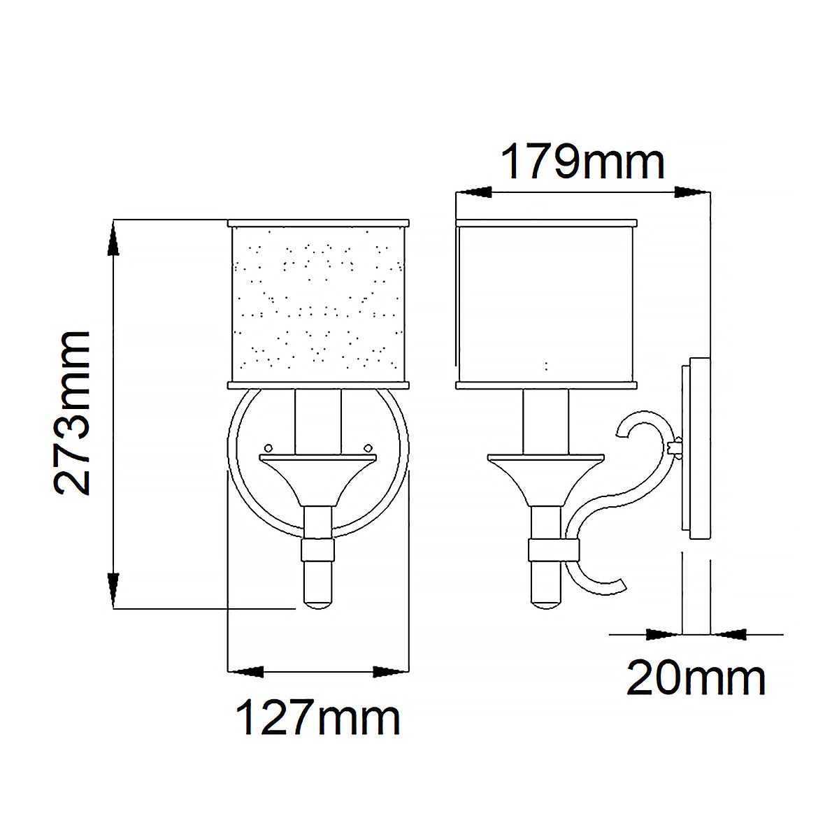 Lacey Antique Pewter Wall Sconce with Organza Shade