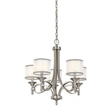 Lacey 5-Light Chandelier in Antique Pewter with Dual Organza Shades