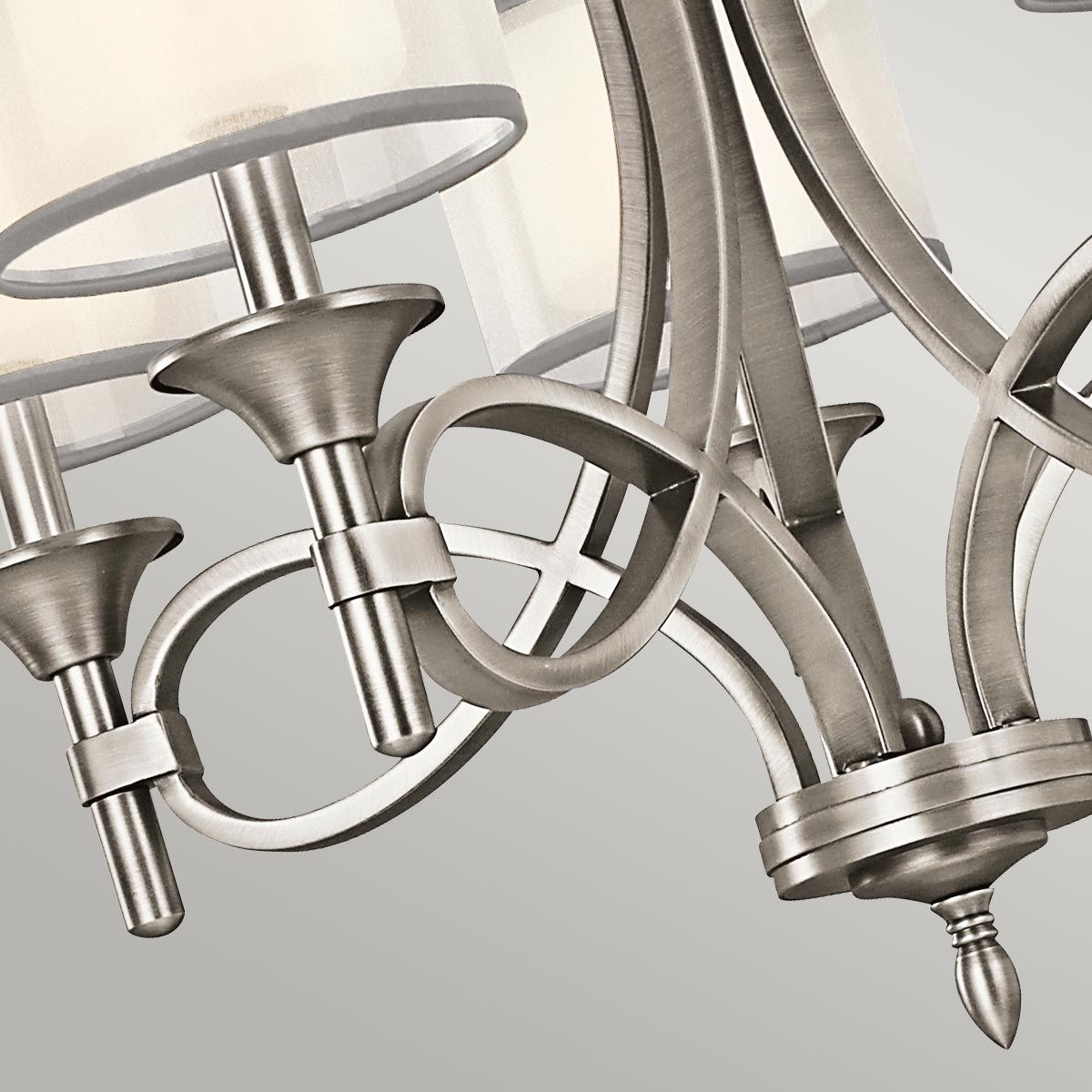 Lacey 5-Light Chandelier in Antique Pewter with Dual Organza Shades