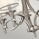 Lacey 5-Light Chandelier in Antique Pewter with Dual Organza Shades