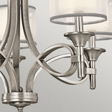 Lacey 5-Light Chandelier in Antique Pewter with Dual Organza Shades