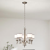 Lacey 5-Light Chandelier in Antique Pewter with Dual Organza Shades