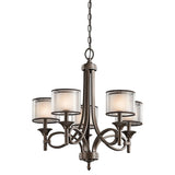 Elegant Lacey Bronze Chandelier with Candle-Style Shades