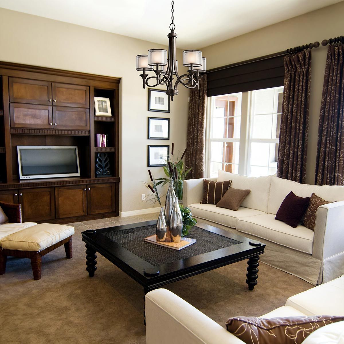 Elegant Lacey Bronze Chandelier with Candle-Style Shades