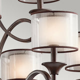 Elegant Lacey Bronze 9-Light Chandelier with Candle-Style Shades
