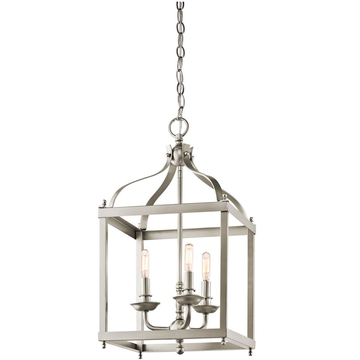 Larkin Vintage Victorian Tri-Bulb Nickel Pendant Lantern