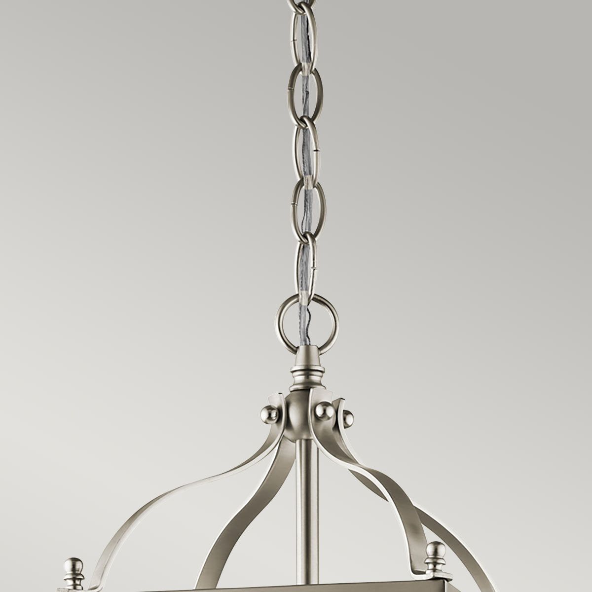 Vintage Victorian Larkin Dual-Bulb Brushed Nickel Pendant Chandelier