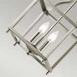 Vintage Victorian Larkin Dual-Bulb Brushed Nickel Pendant Chandelier