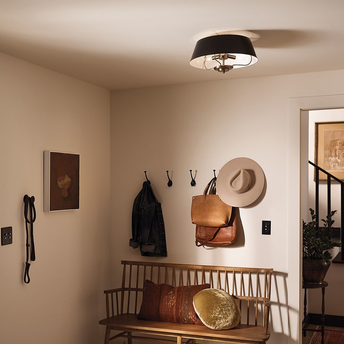 Luella 3lt Duo-Mount Pendant Black & Brass