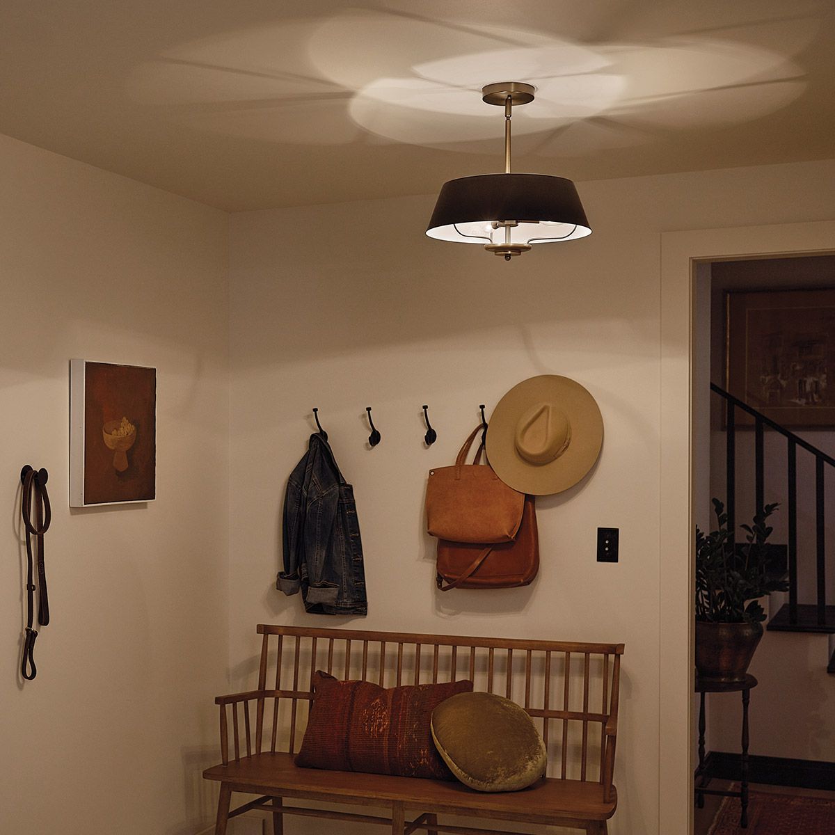 Luella 3lt Duo-Mount Pendant Black & Brass