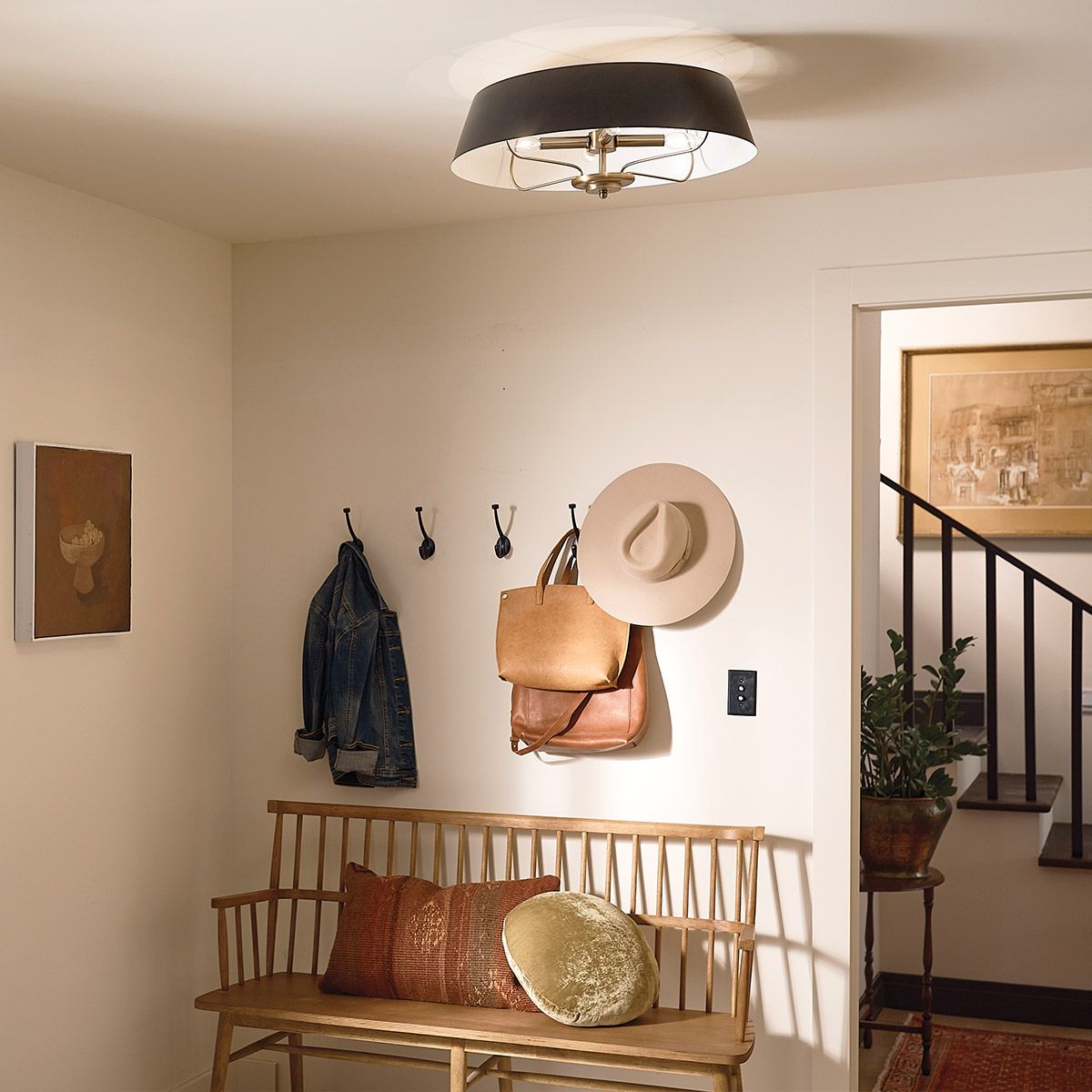 Luella 4lt Duo-Mount Pendant Black & Brass