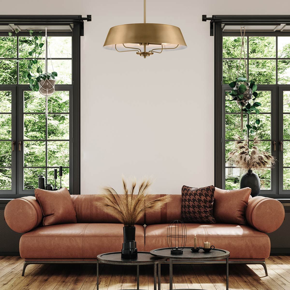 Luella 4lt Duo-Mount Pendant Brushed Natural Brass