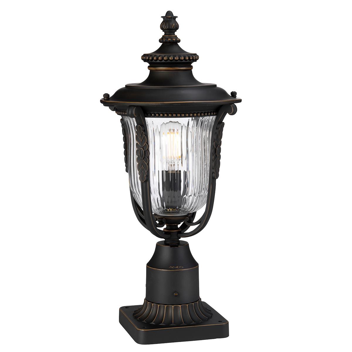 Luverne Victorian Bronze Garden Pedestal Lantern