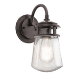 Lyndon Architectural Bronze Wall Sconce with Seeded Glass