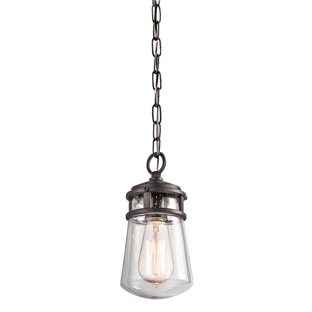 Lyndon Architectural Bronze Seeded Glass Pendant Light