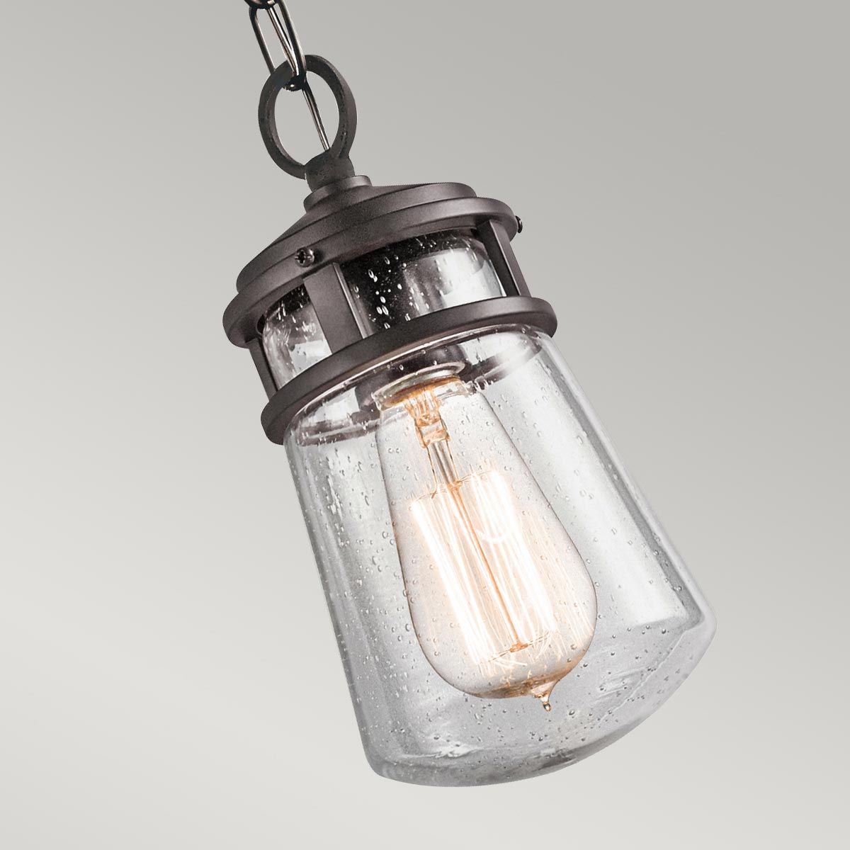 Lyndon Architectural Bronze Seeded Glass Pendant Light