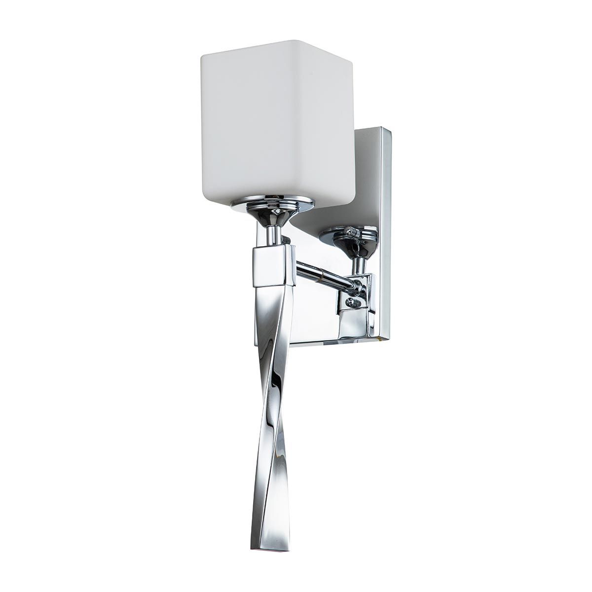 Marette Polished Chrome Bathroom Wall Light with Satin Etched Opal Glass