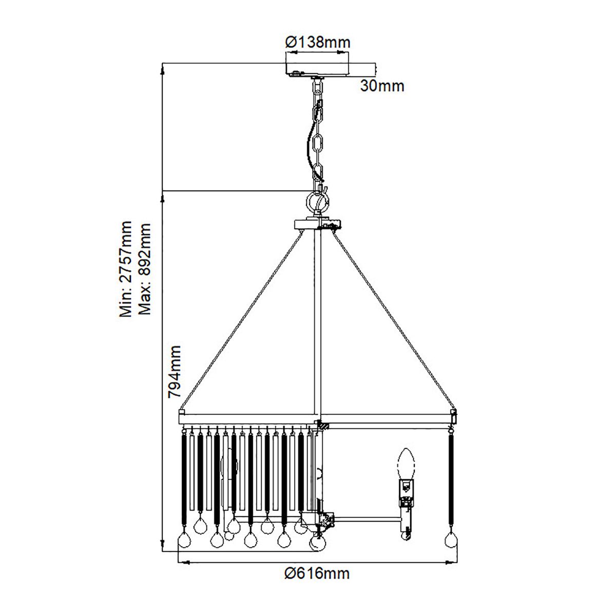 Piper Elegant Chrome Crystal Chandelier with Six Lights