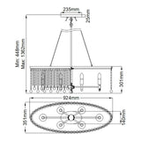 Piper 6 Light Polished Chrome Oval Chandelier with Crystal Accents