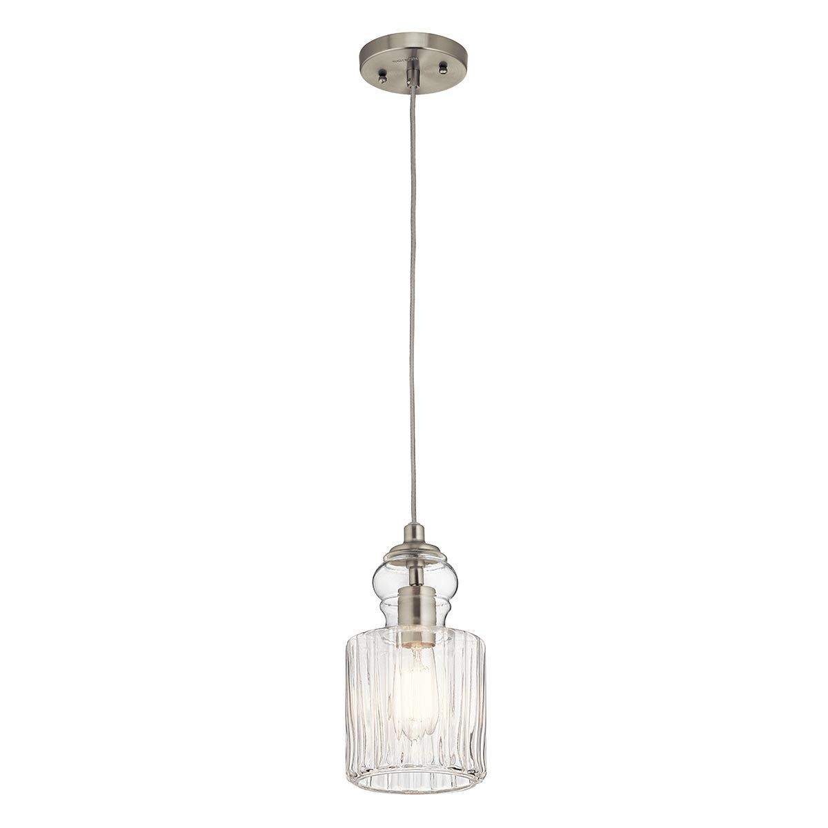 Riviera Vintage-Inspired Brushed Nickel Glass Pendant Light