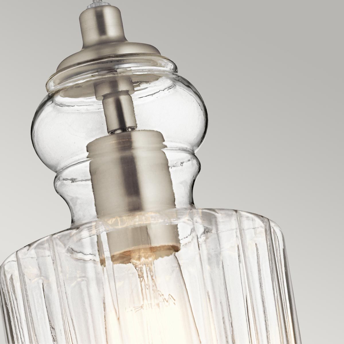 Riviera Vintage-Inspired Brushed Nickel Glass Pendant Light